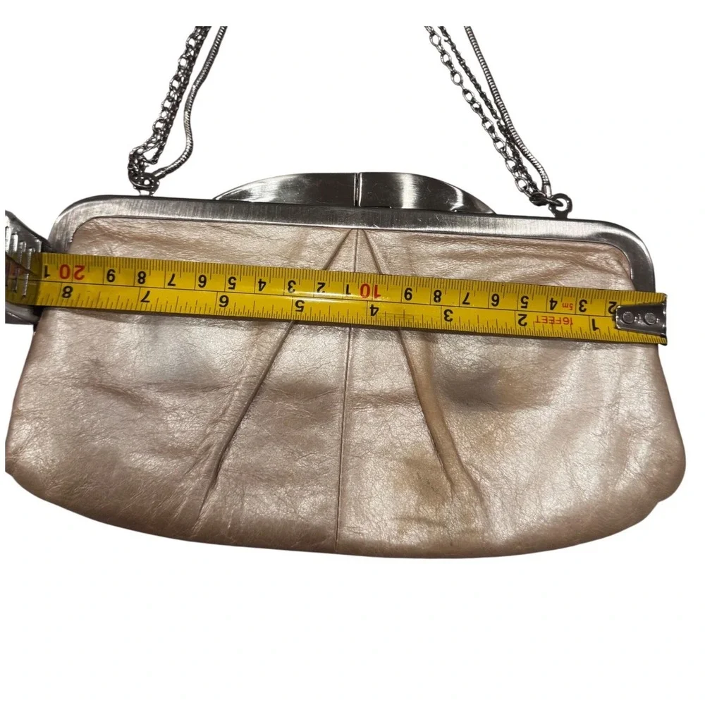 HOBO‎ Hayley Chain Strap Clutch Bag pearlescent Beige pinkish tinge Leather